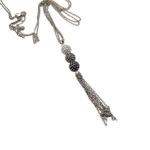 Touchstone Crystal Swarovski Crystal Silver Chain Necklace Y Dop Lariat Tassel P